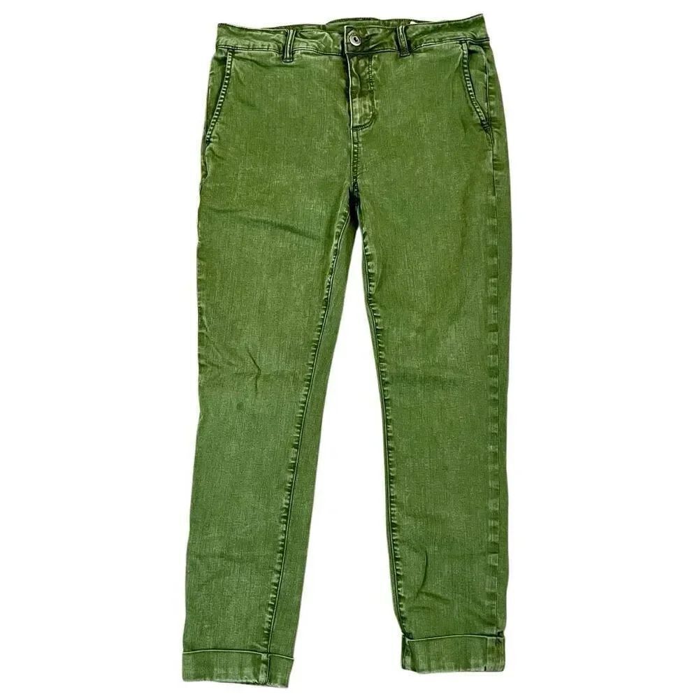 Pistola Women’s Green Cuffed Straight Leg Denim Jean 30